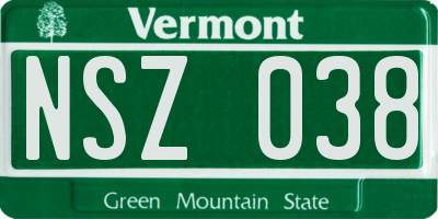 VT license plate NSZ038