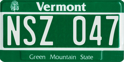 VT license plate NSZ047