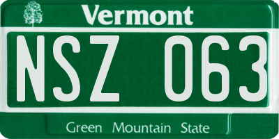 VT license plate NSZ063