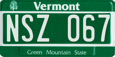VT license plate NSZ067