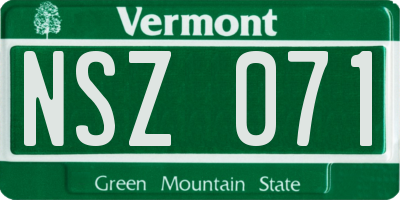VT license plate NSZ071