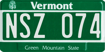 VT license plate NSZ074