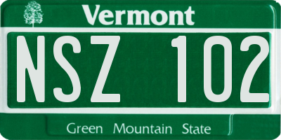 VT license plate NSZ102