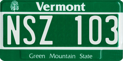 VT license plate NSZ103