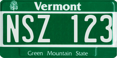 VT license plate NSZ123