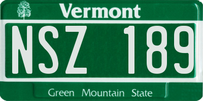VT license plate NSZ189