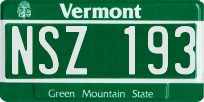 VT license plate NSZ193