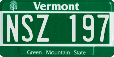 VT license plate NSZ197
