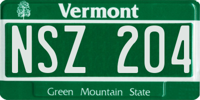 VT license plate NSZ204