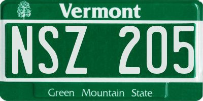 VT license plate NSZ205