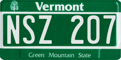 VT license plate NSZ207