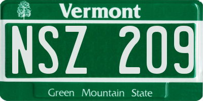 VT license plate NSZ209