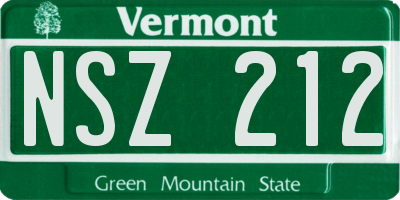 VT license plate NSZ212