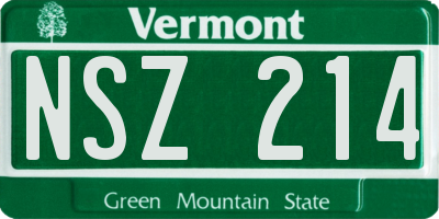 VT license plate NSZ214