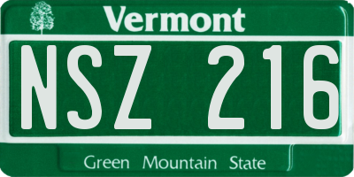 VT license plate NSZ216
