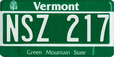 VT license plate NSZ217