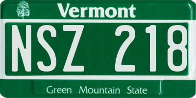VT license plate NSZ218