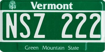 VT license plate NSZ222