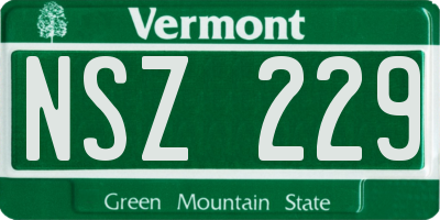VT license plate NSZ229