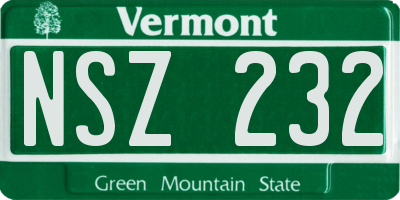 VT license plate NSZ232