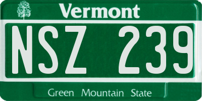 VT license plate NSZ239