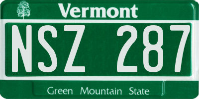 VT license plate NSZ287