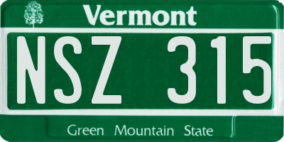 VT license plate NSZ315