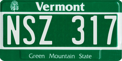 VT license plate NSZ317