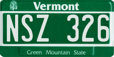 VT license plate NSZ326