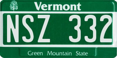 VT license plate NSZ332