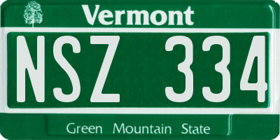 VT license plate NSZ334