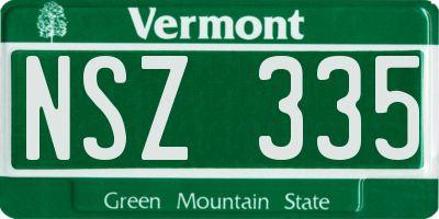 VT license plate NSZ335