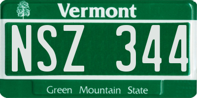 VT license plate NSZ344