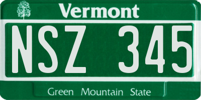 VT license plate NSZ345