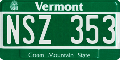 VT license plate NSZ353