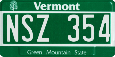 VT license plate NSZ354