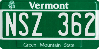 VT license plate NSZ362