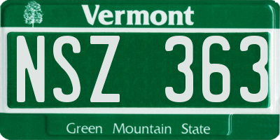 VT license plate NSZ363