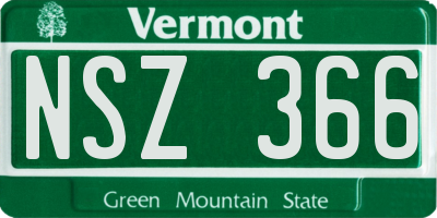 VT license plate NSZ366