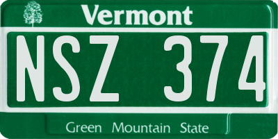 VT license plate NSZ374