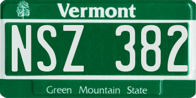 VT license plate NSZ382