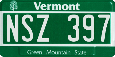 VT license plate NSZ397