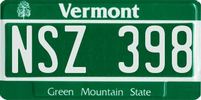 VT license plate NSZ398