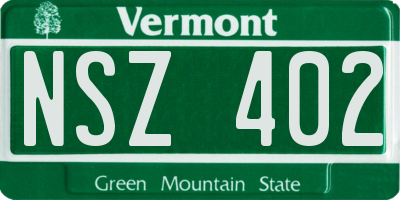 VT license plate NSZ402