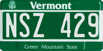 VT license plate NSZ429