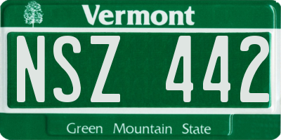 VT license plate NSZ442