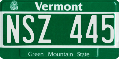 VT license plate NSZ445