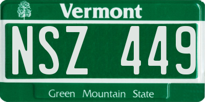 VT license plate NSZ449