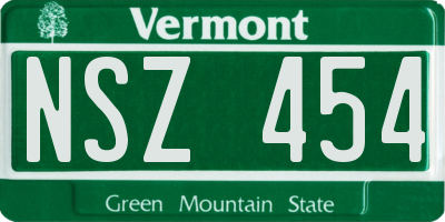 VT license plate NSZ454