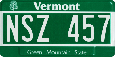 VT license plate NSZ457